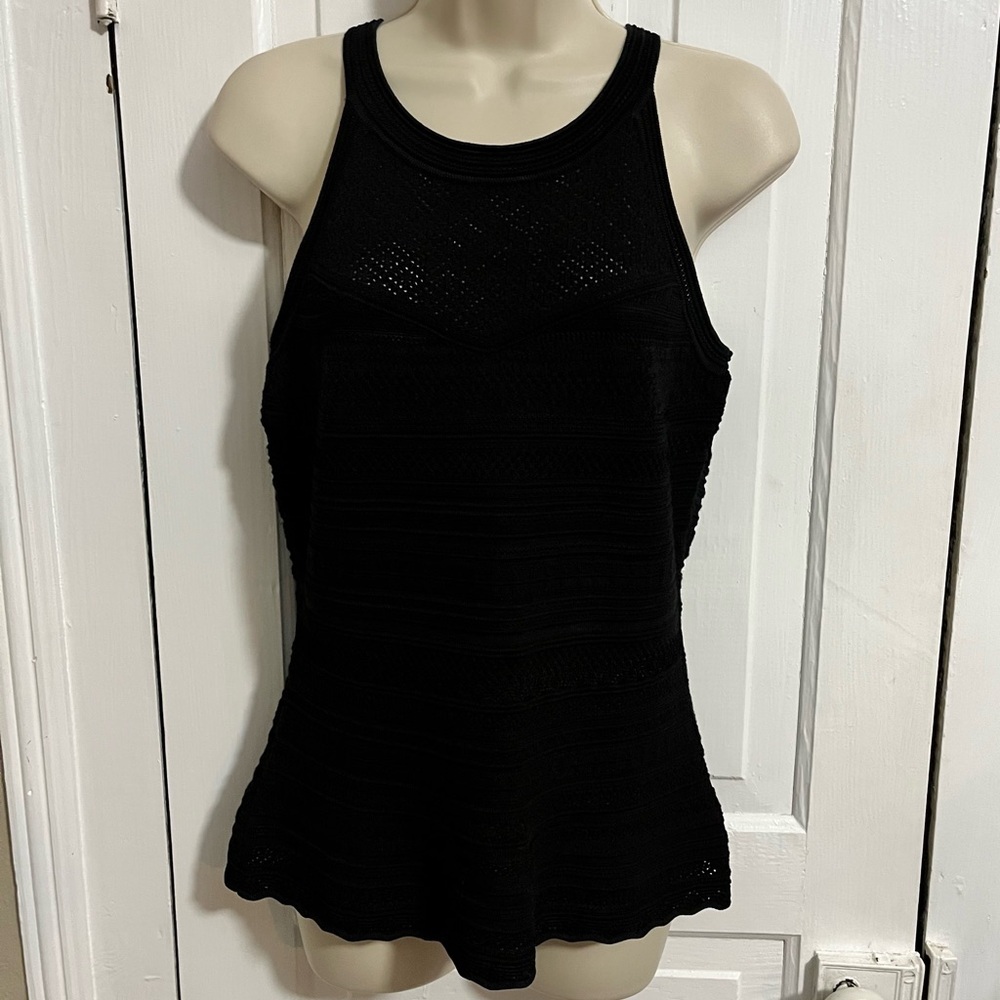 White House Black Market WHBM Black Crochet Tank Top Small T2